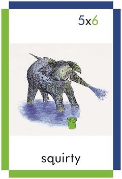 A card showing a squirty elephant